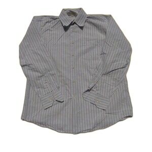 Tommy Bahama Men Shirt Size 16 1/2 Blue Gold Stripe Long Sleeve Vintage